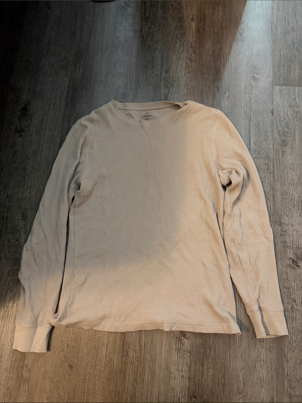 H&M Long Sleeve Waffle Crewneck Shirt - Cream